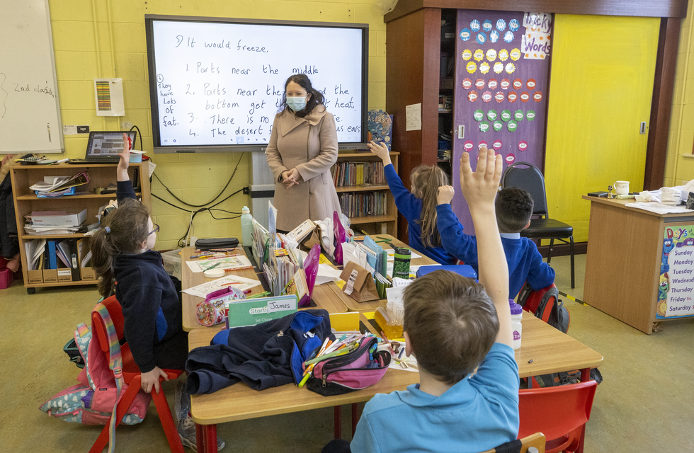 Teacher in classroom during coronavirus