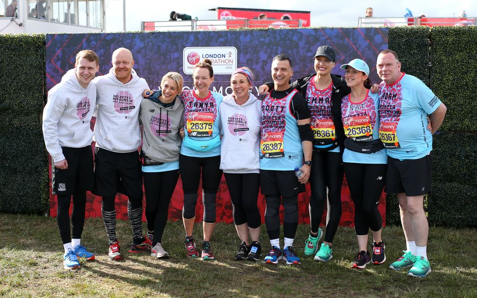 Team Barbara's Revolutionaries Jamie Borthwick, Jake Wood, Kellie Shirley, Tanya Franks, Scott Mitchell, Emma Barton, Natalie Cassidy and Adam Woodyatt