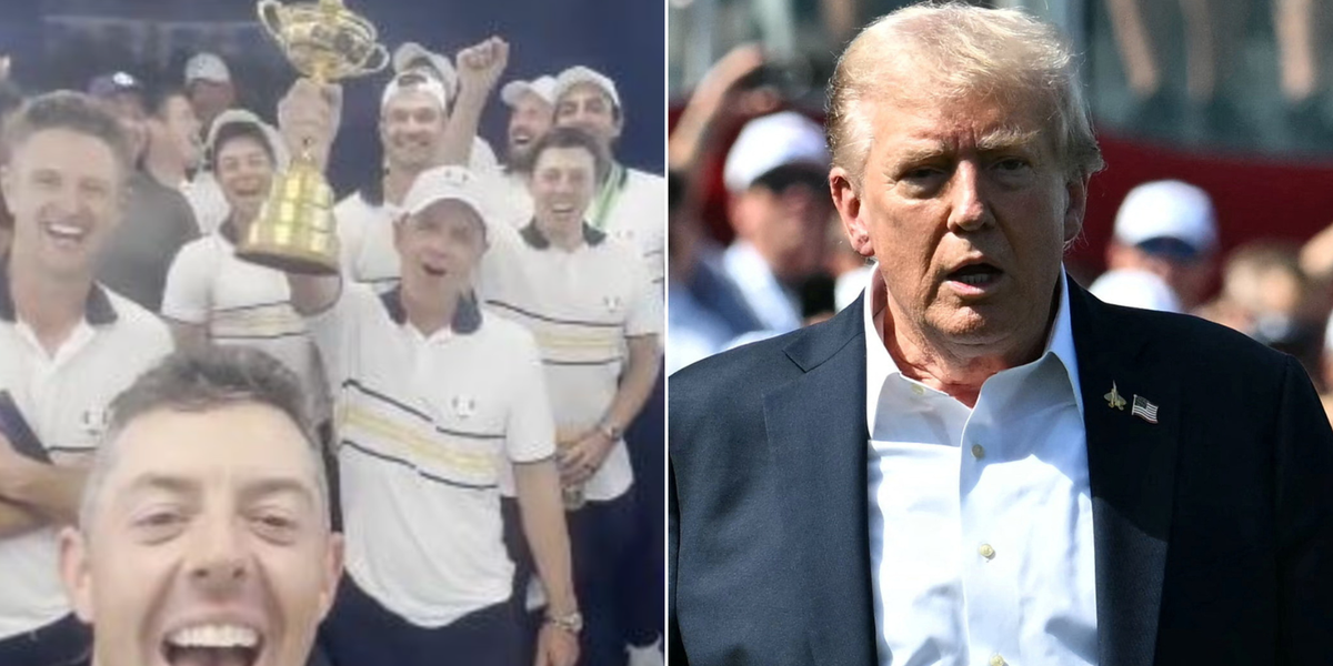 NextImg:Team Europe taunt Donald Trump as Rory McIlroy films celebrations after Ryder Cup win