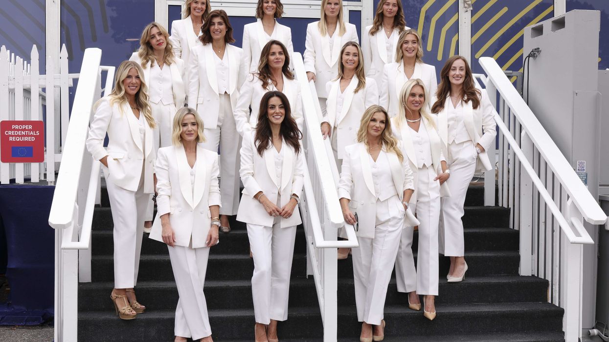 Team Europe’s partners turned heads at Bethpage State Park as they posed together in matching white outfits ahead of this week’s Ryder Cup.