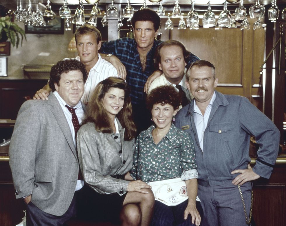 Ted Danson, Kelsey Grammer, Rhea Perlman, George Wendt, and John Ratzenberger