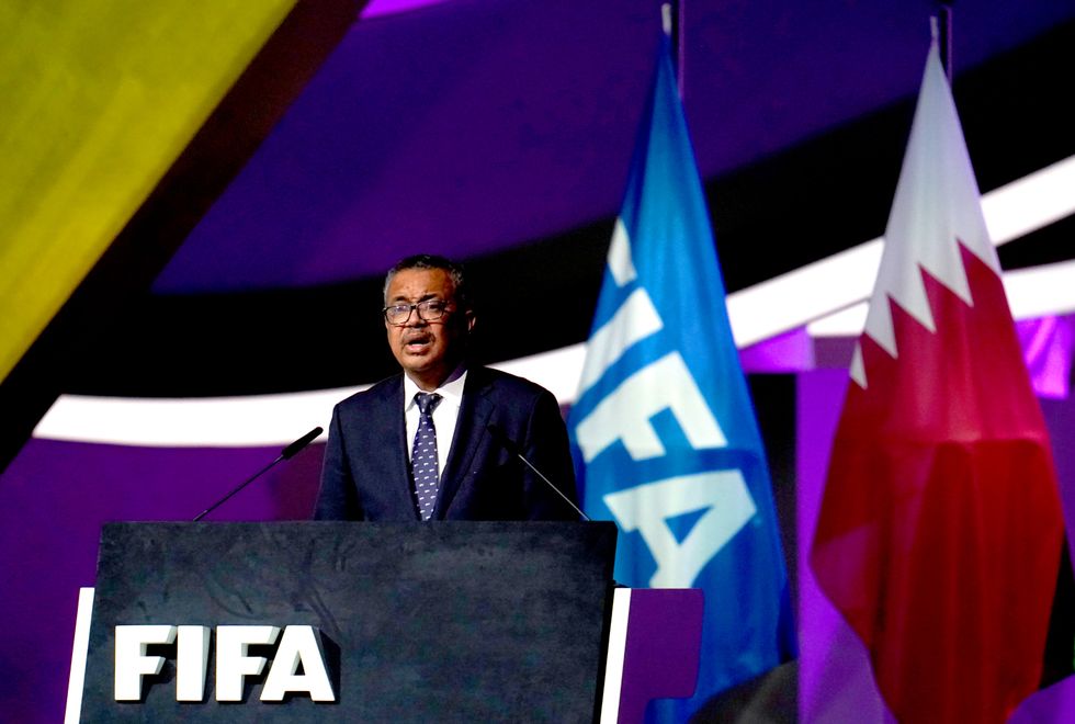 Tedros Adhanom Ghebreyesus, the Director-General of the World Health Organization, during the 72nd FIFA Congress at the Doha Exhibition and Convention Center, Doha. Picture date: Thursday March 31, 2022.