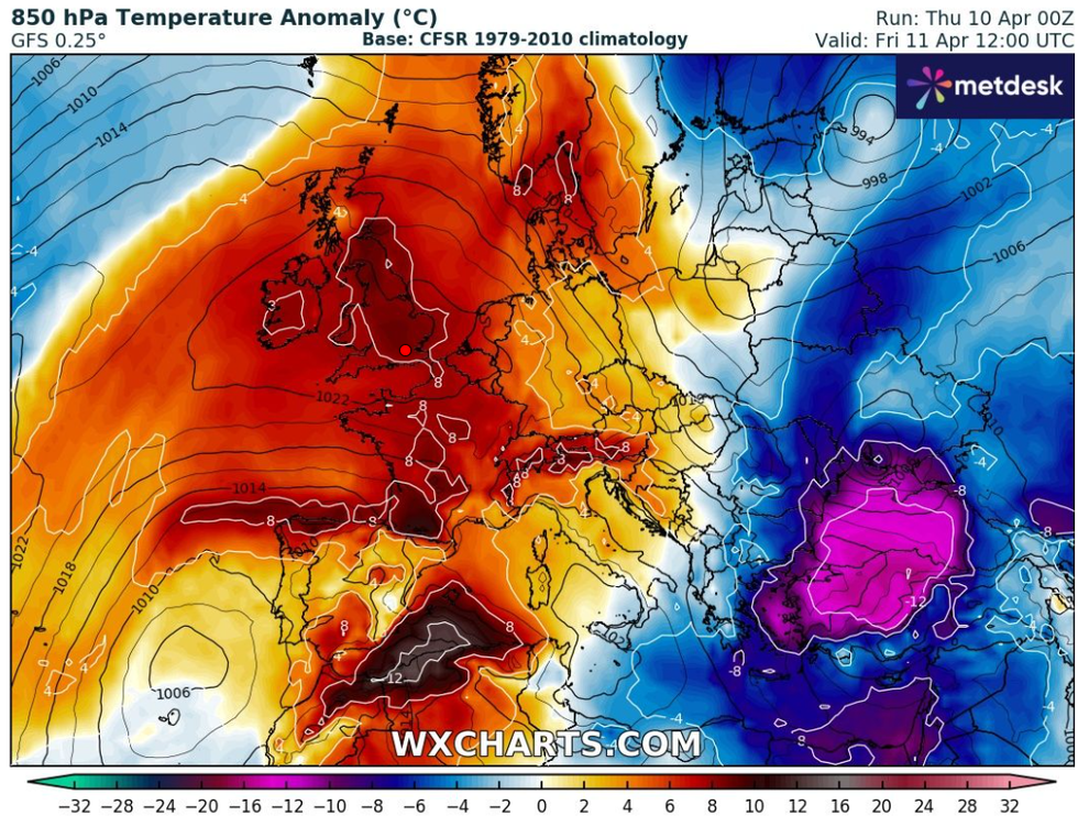 Temperature anomaly map