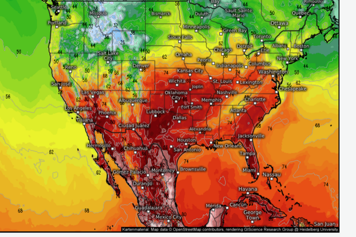 Temperature forecast for the US