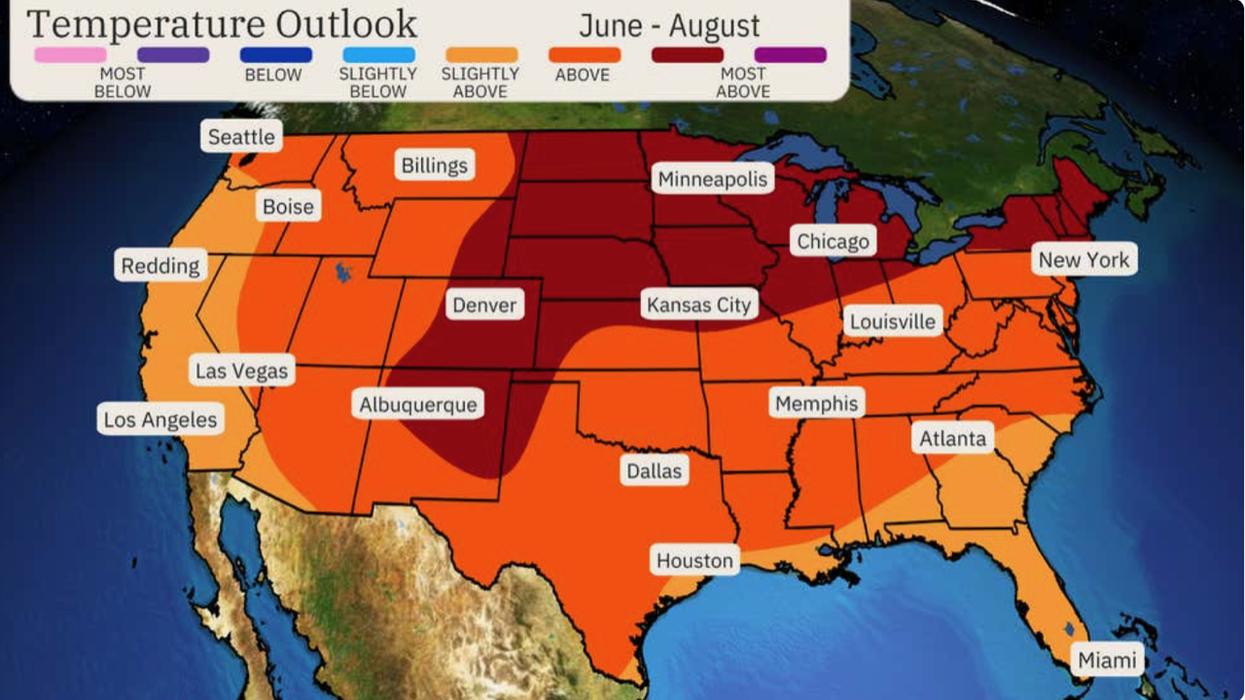 Temperature outlook between June and August