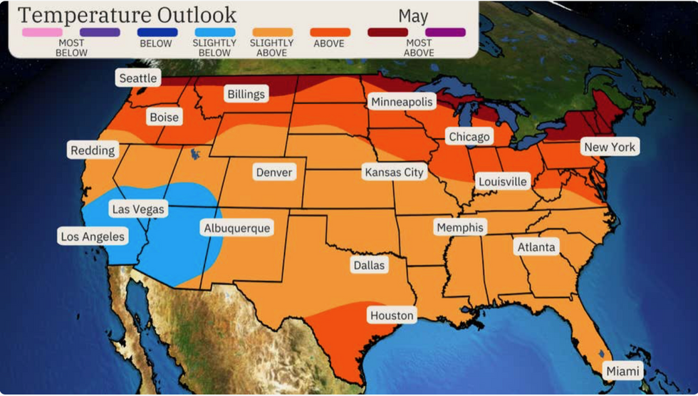 Temperature outlook in May