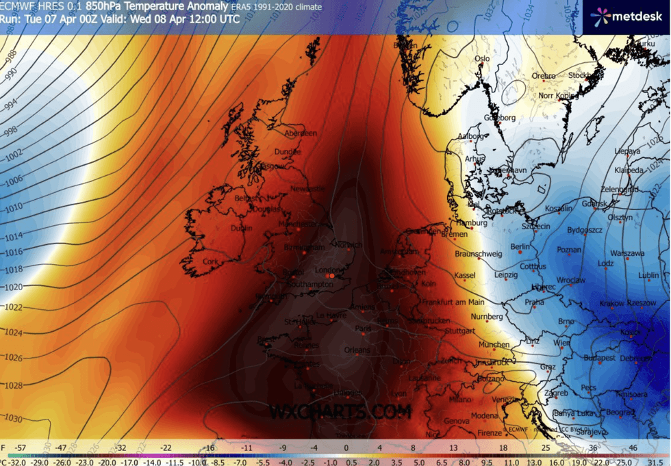 Temperature weather map