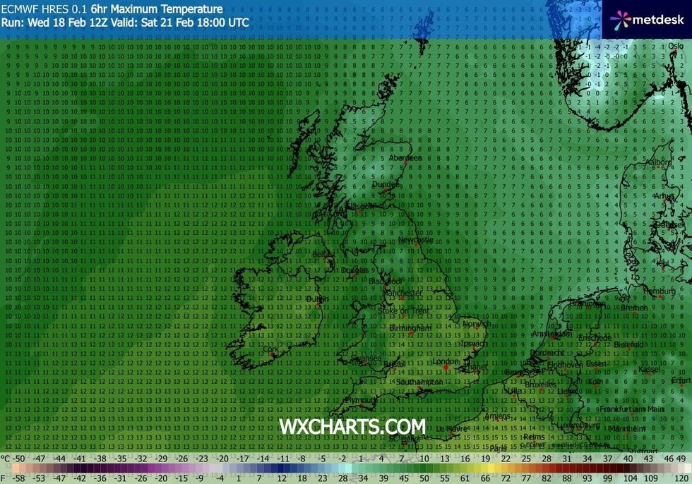 Temperatures could hit the mid-teens over the weekend