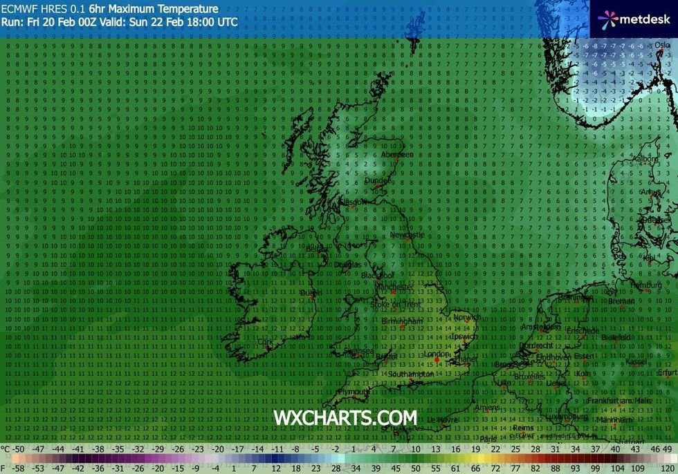 Temperatures could hit the mid-teens over the weekend