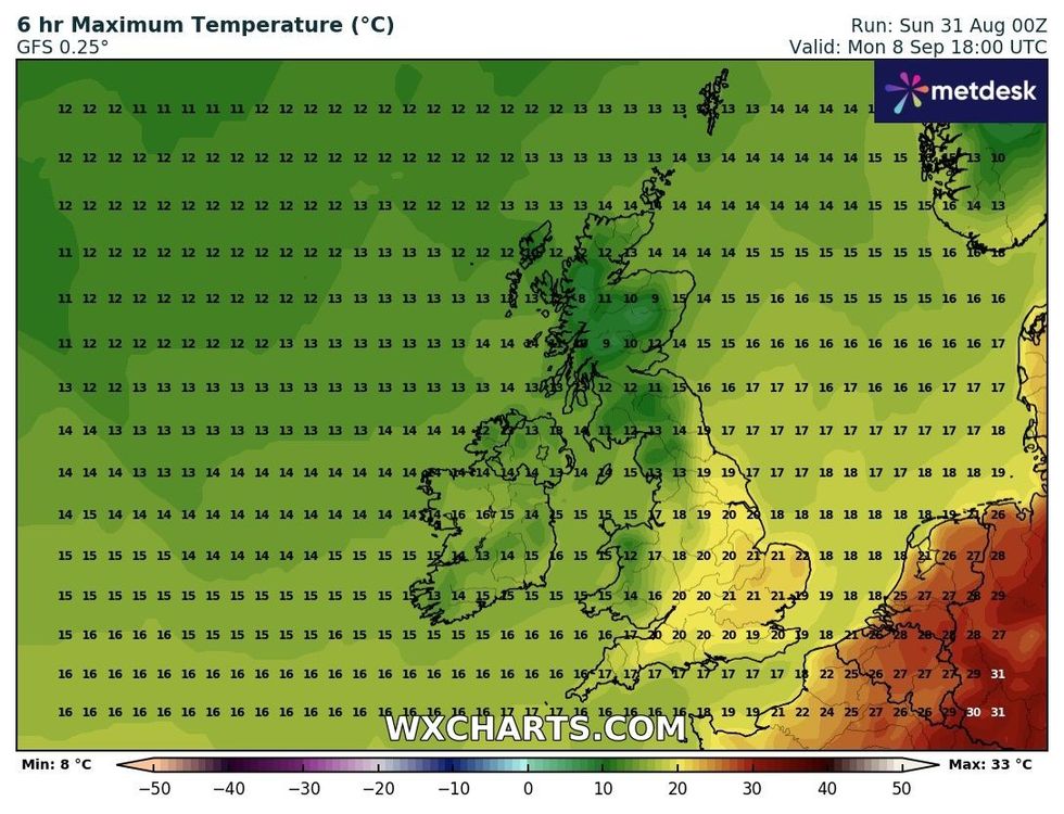 Temperatures could increase to more than 25C