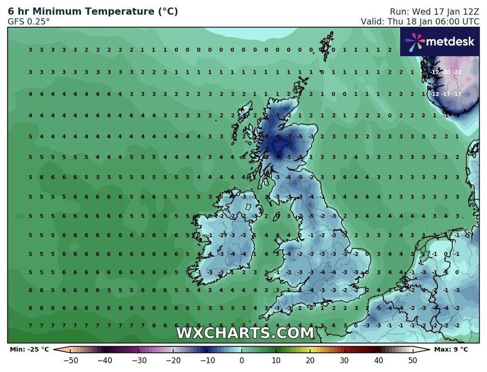 Temperatures could plummet in the early hours of tomorrow morning