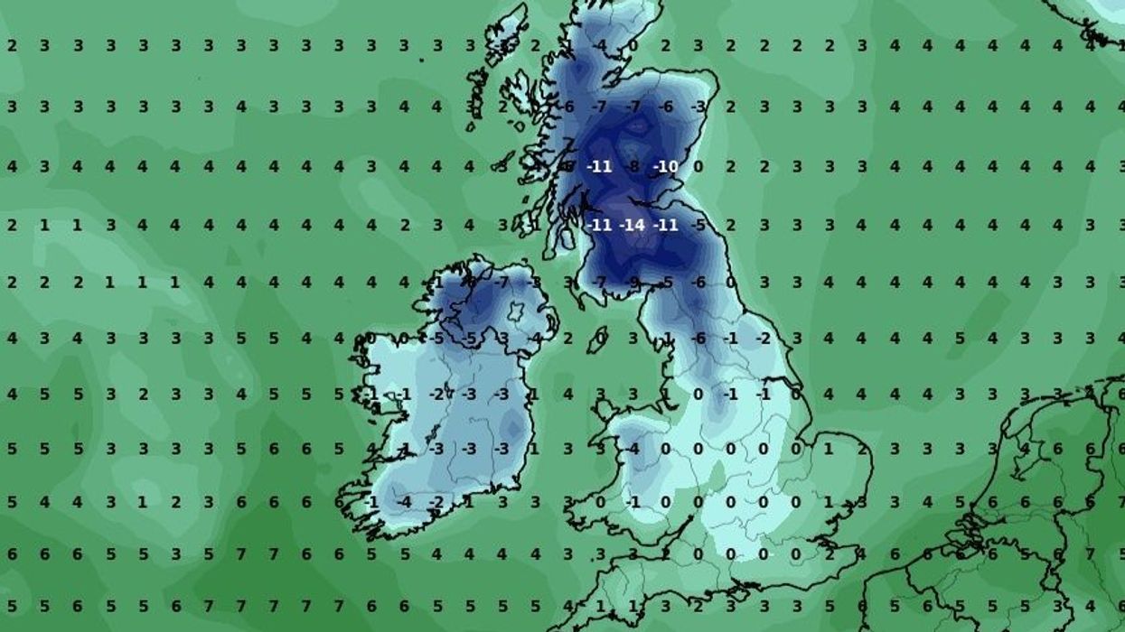 Temperatures could plummet to as low as -14C