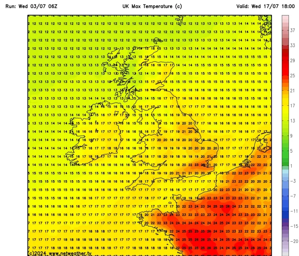 Temperatures could tick up on Wednesday, July 17