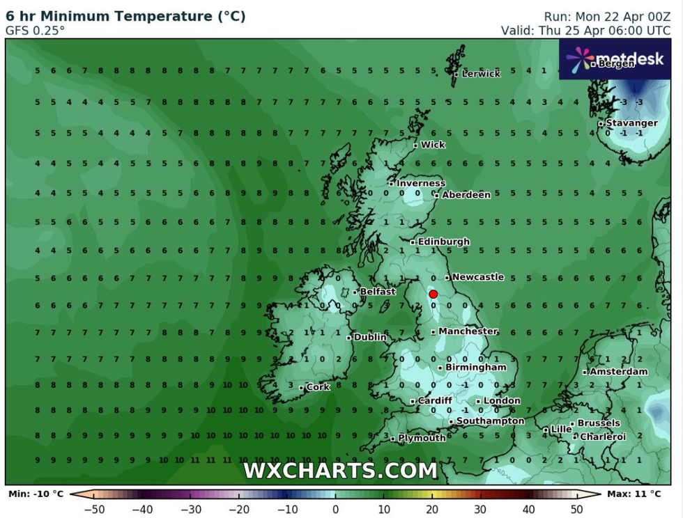 Temperatures dropping on map