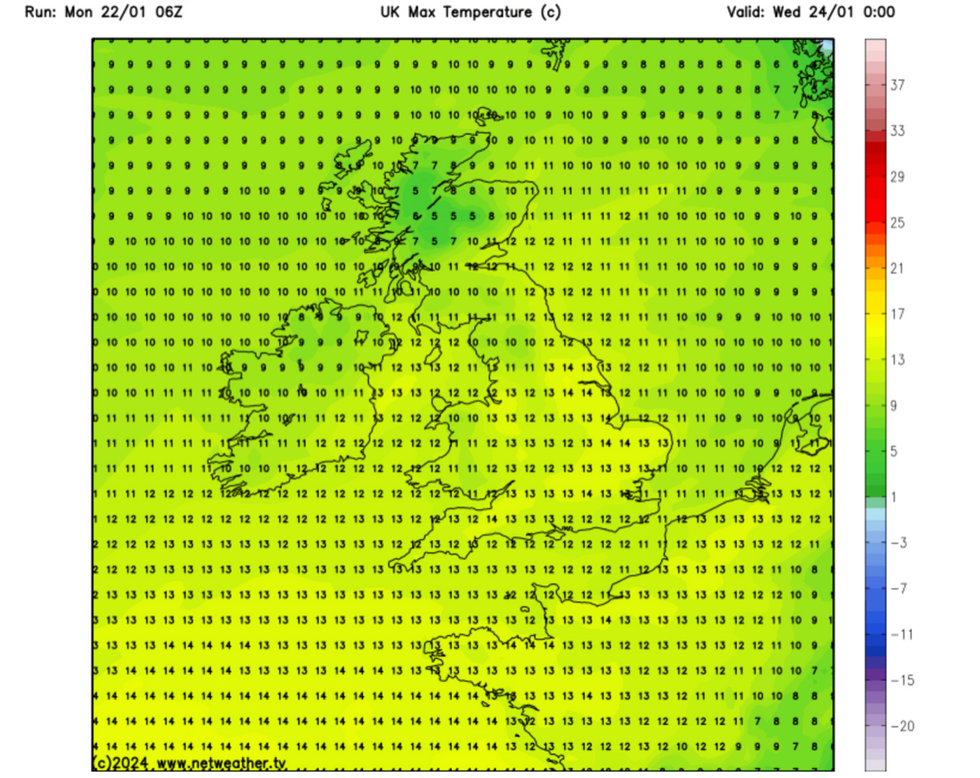 Temperatures hit double figures in part