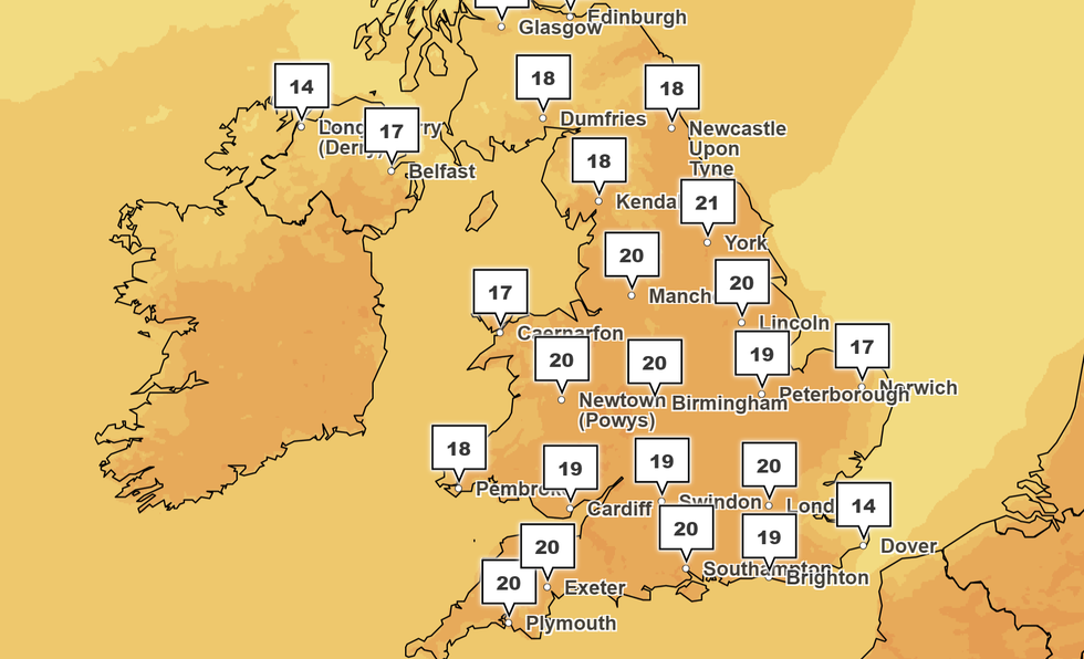 Temperatures look to teeter towards 20C over the Bank Holiday Weekend