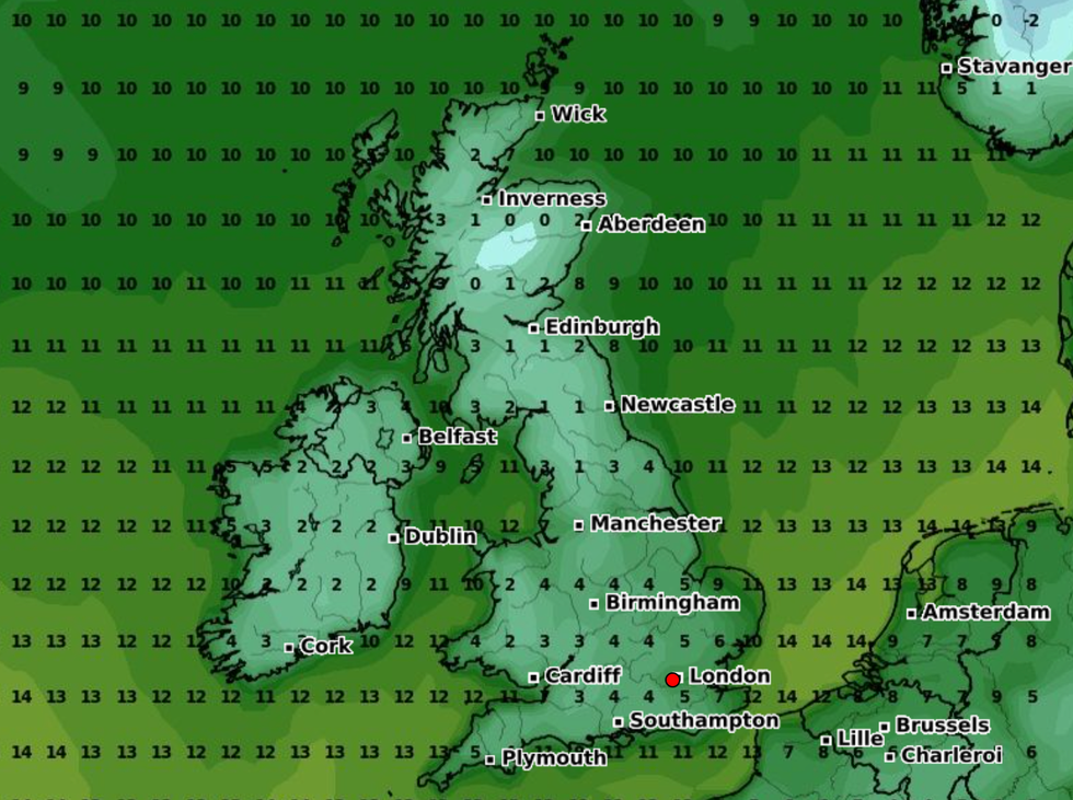 Temperatures plummet on map
