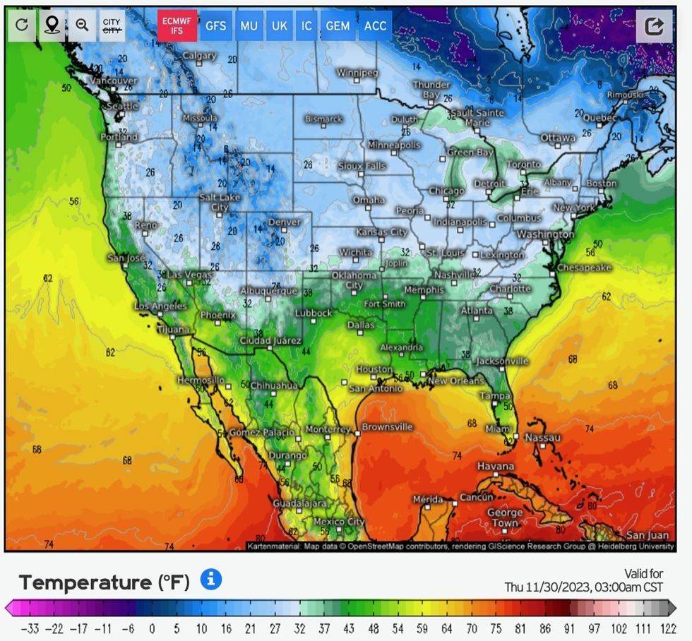 Temperatures plunge across the US