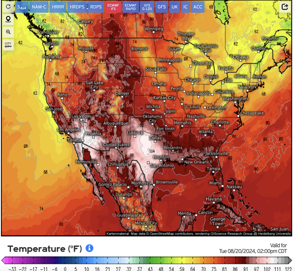 Temperatures surge to the south
