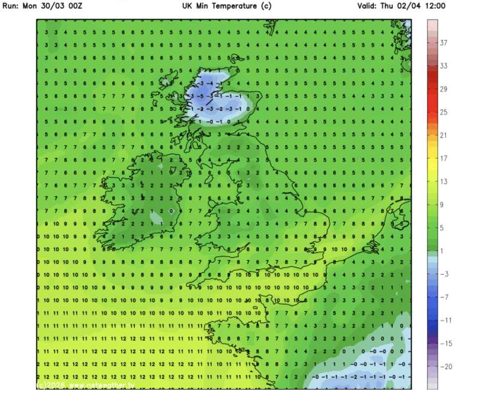 Temperatures will then plunge across the UK on Thursday
