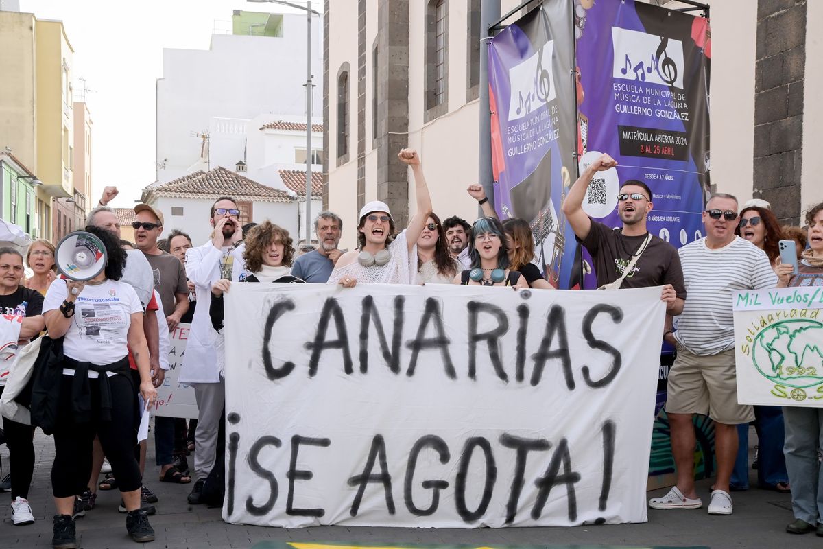 Tenerife locals protesting
