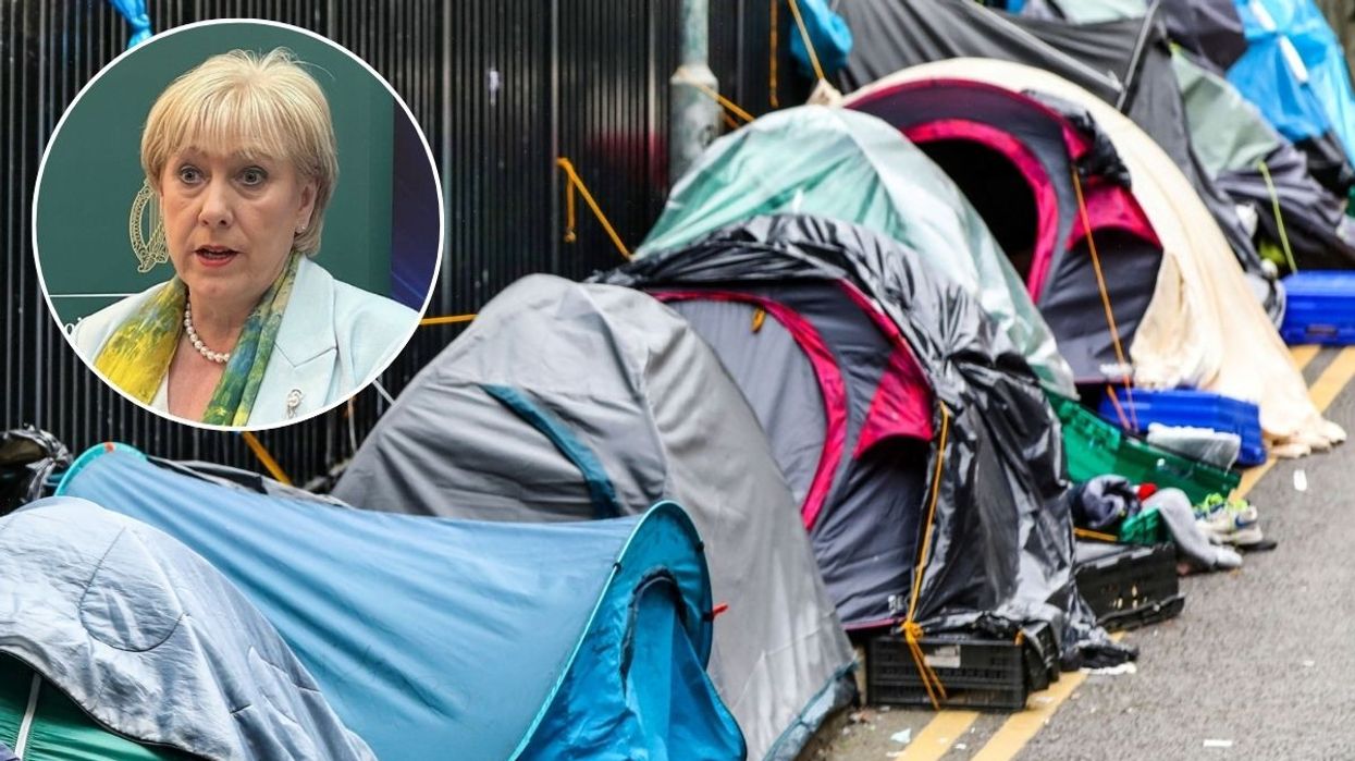 tents at a makeshift refugee camp outside the Irish Governments International Protection Office and Heather Humphreys