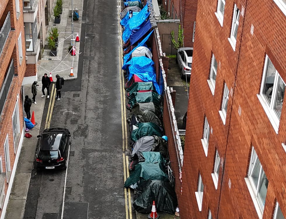 Tents housing asylum seekers near to the Office of International Protection, in Dublin