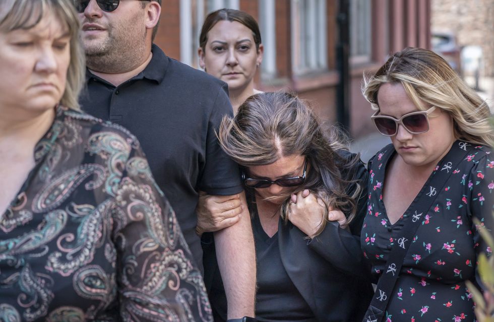 Teresa Hanson (second right) leaves Hull Crown Court, Kingston-upon-Hull Combined Court Centre