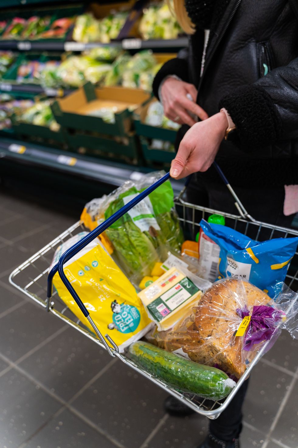 Tesco basket full of products