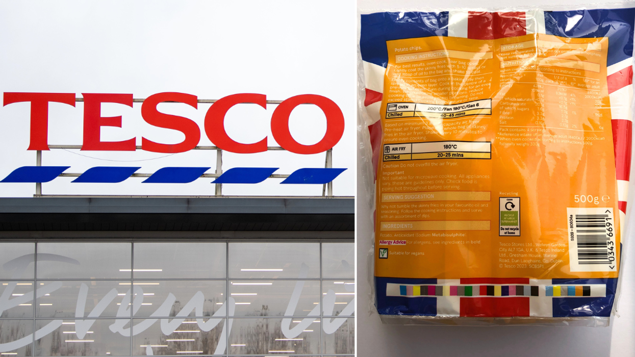 Tesco cooking instructions on packaging