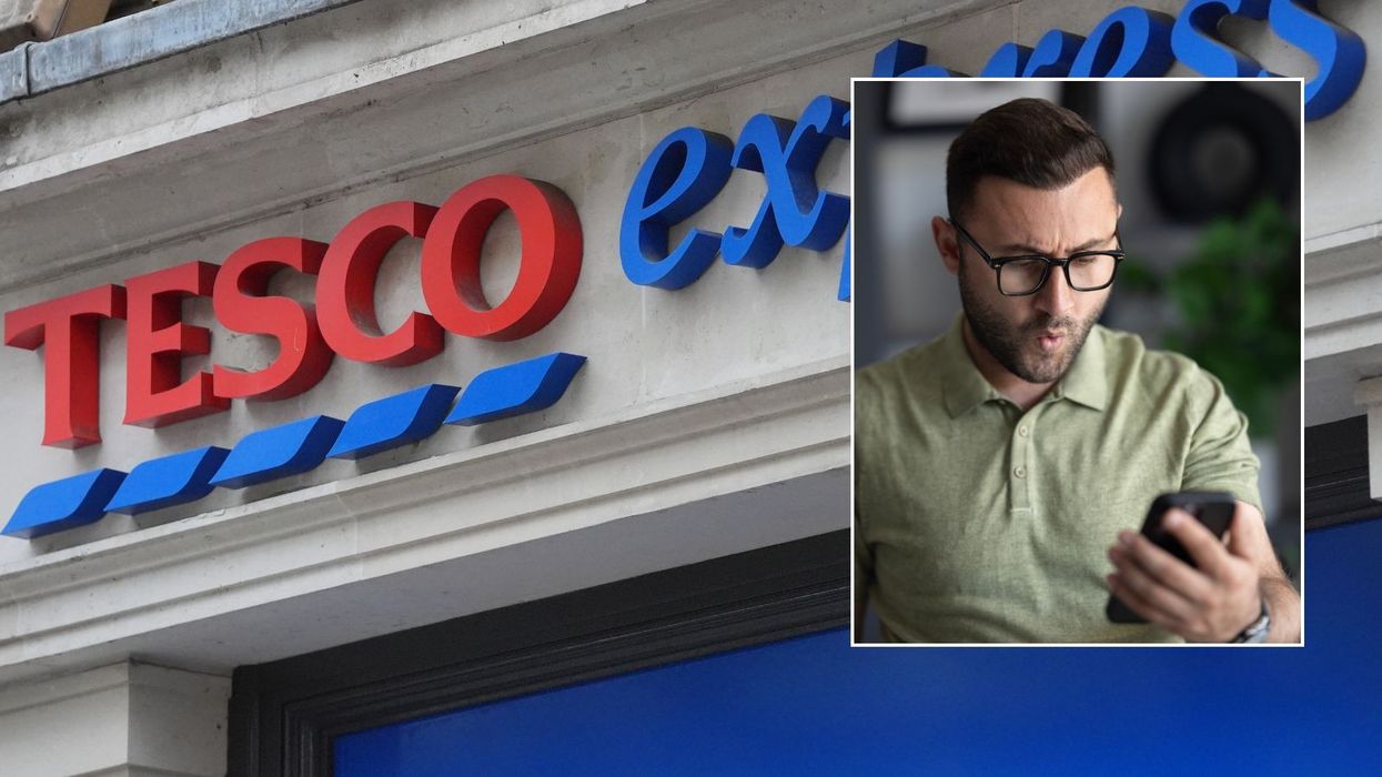 Tesco Express and man looking worried