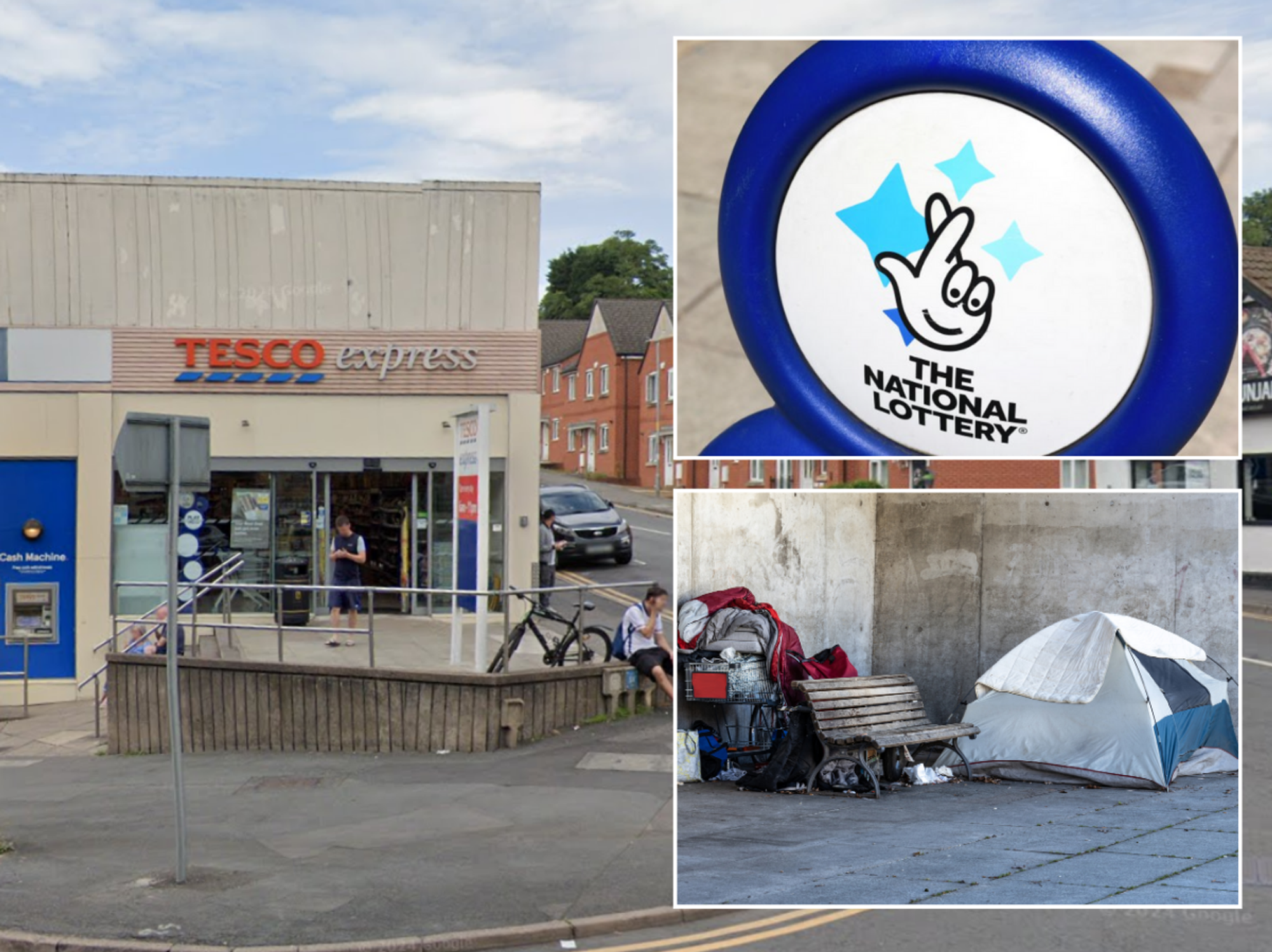 Tesco Express/National Lottery Sign/Tent