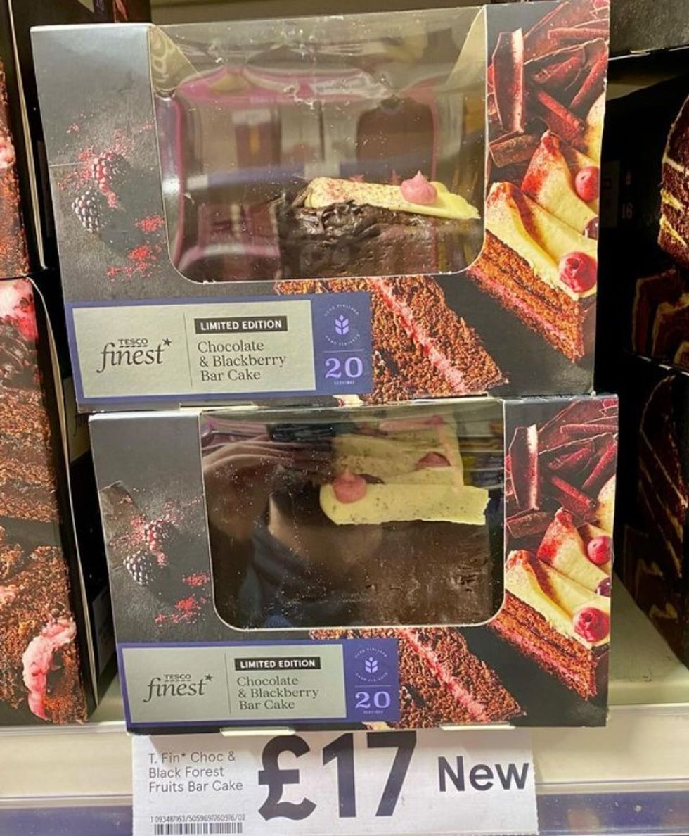 Tesco Finest Chocolate and Black Forest Fruits Bar Cake