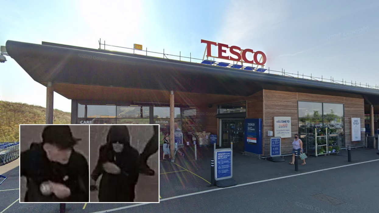 Tesco in Bicester and picture of two people police want to speak to after assault