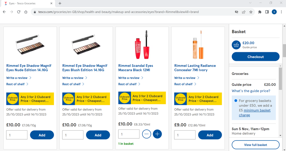 Tesco online make up