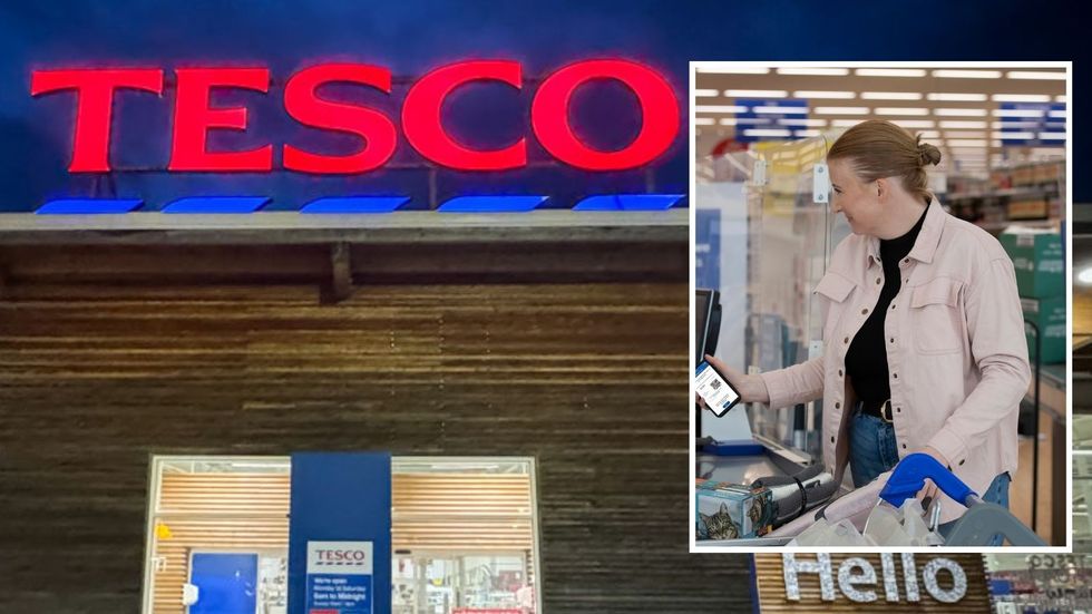 Tesco store and woman using Clubcard points