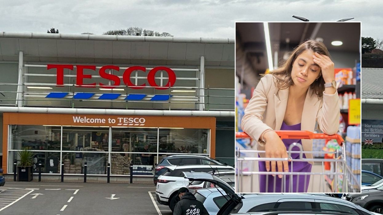 Tesco supermarket and worried shopper