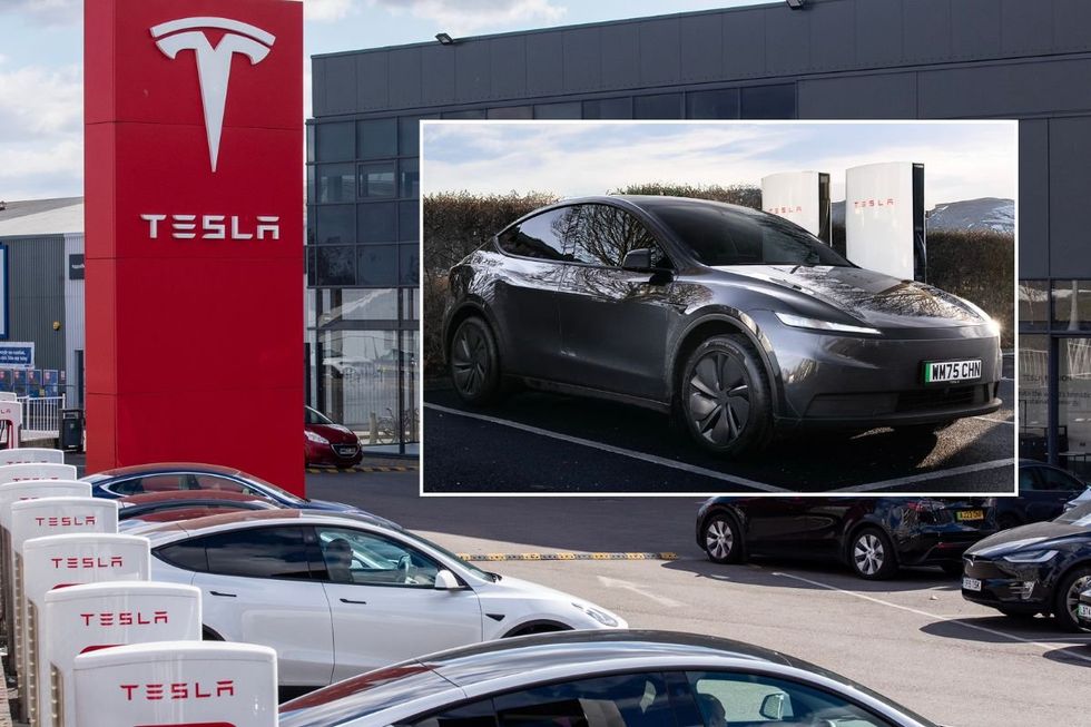 Tesla dealership in London and a Tesla Model Y