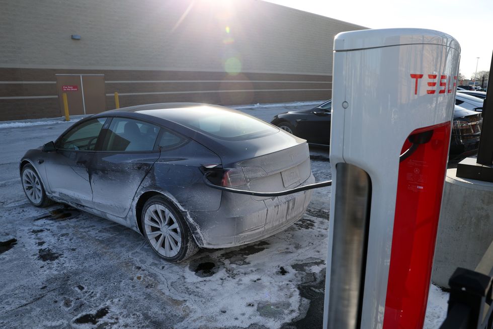 Tesla EV charging in freezing temperatures