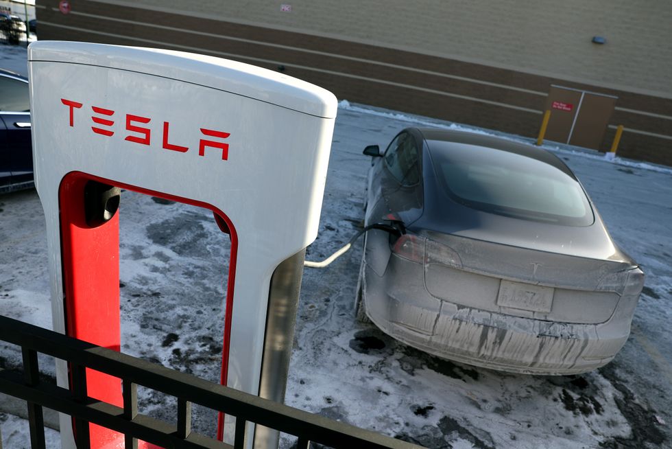 Tesla EV charging in freezing temperatures