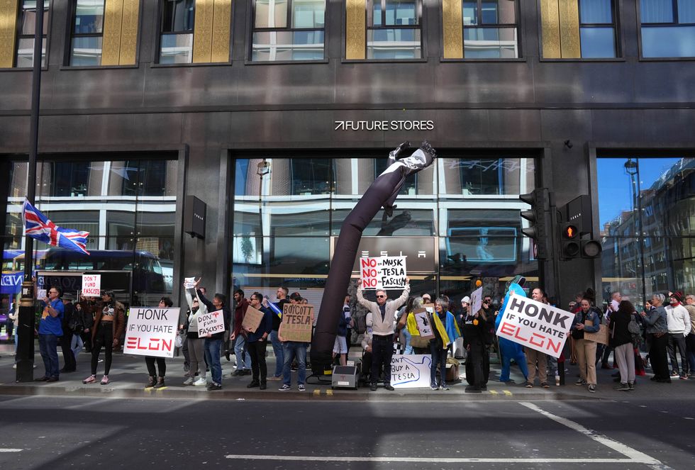 Tesla protest on London's Oxford Street