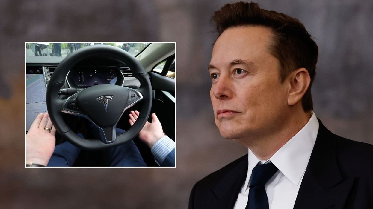 Tesla self-driving car and Tesla CEO Elon Musk