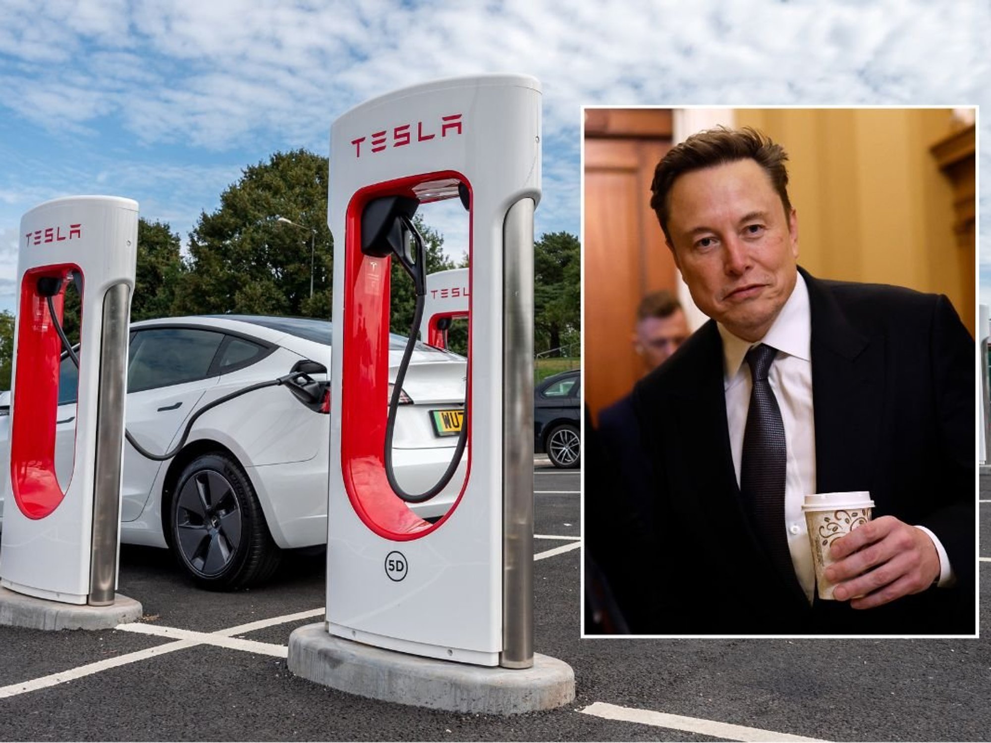 Tesla Supercharger and CEO Elon Musk