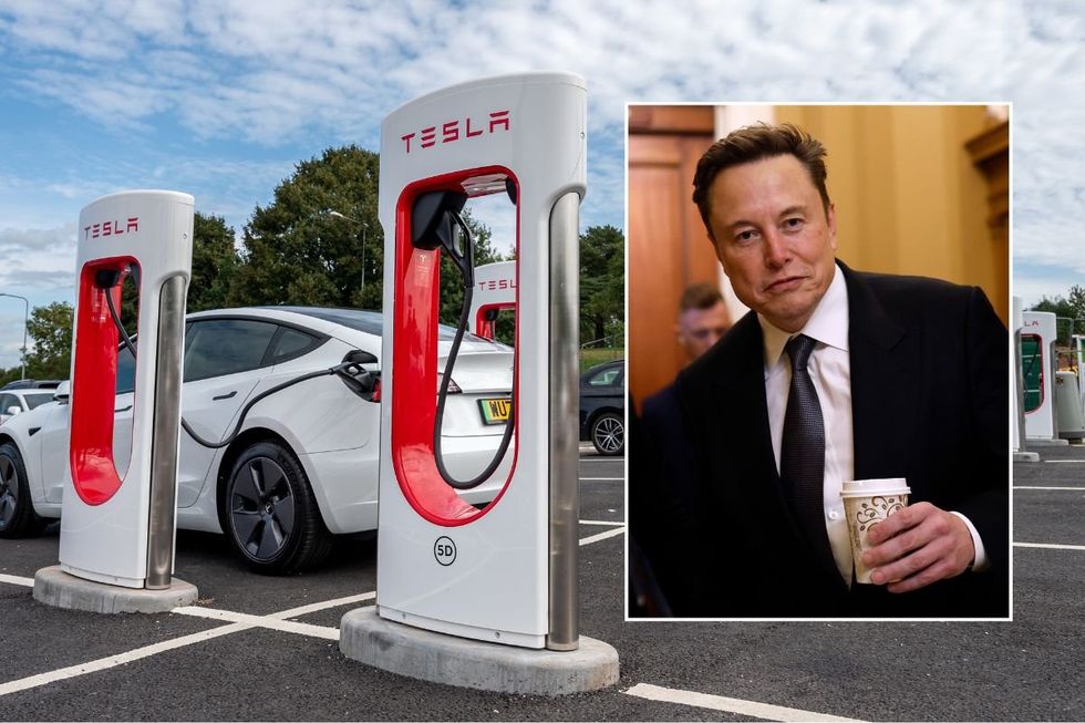 Tesla Supercharger and CEO Elon Musk