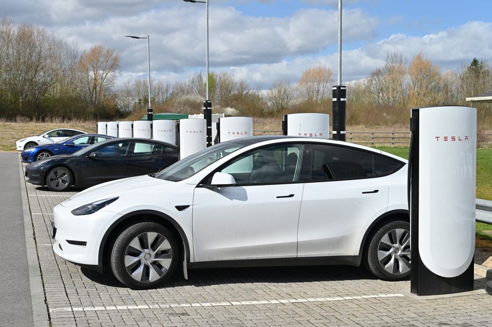 Tesla Supercharger electric vehicle charging site