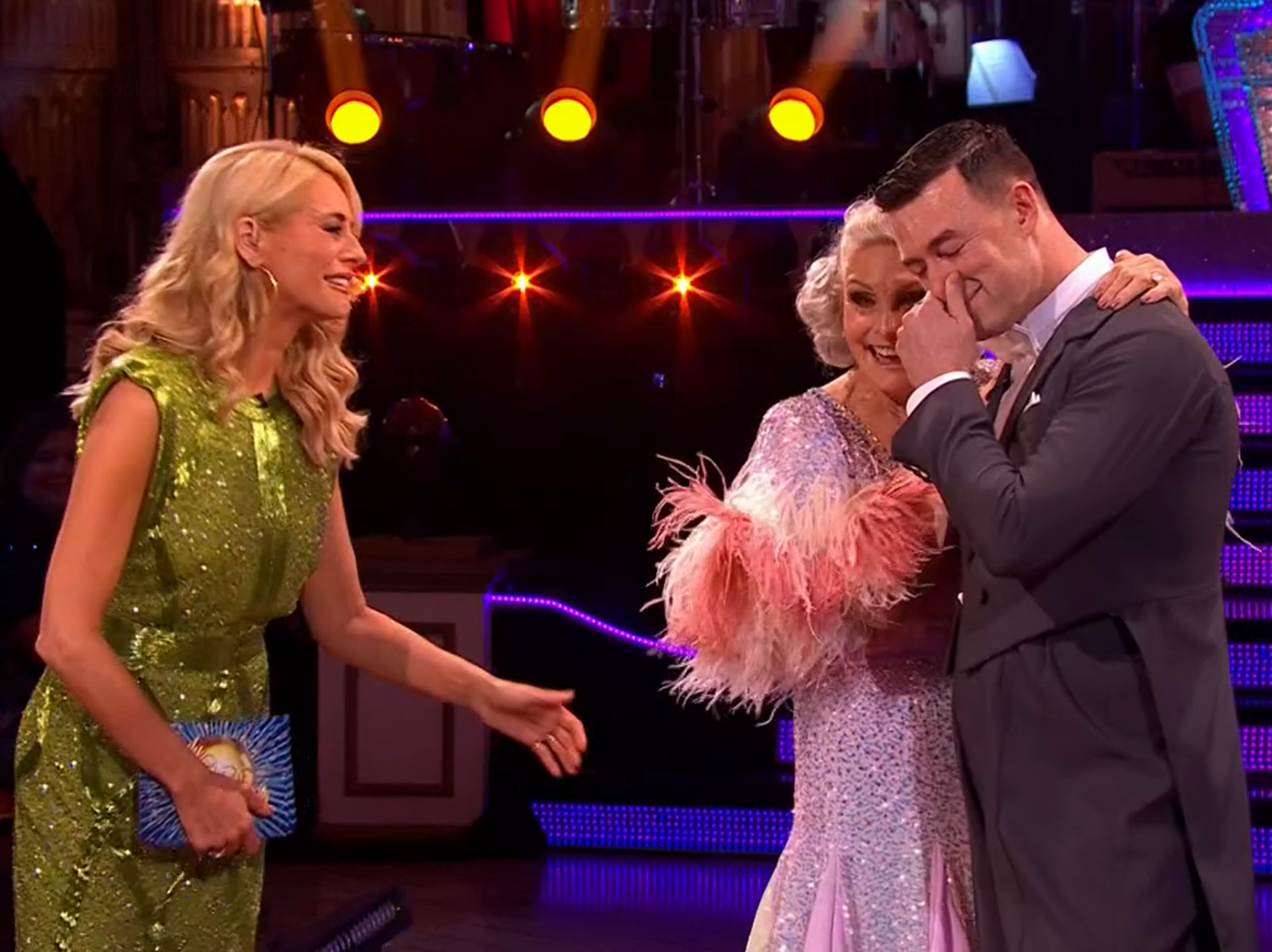 Tess Daly comforted Angela and Kai