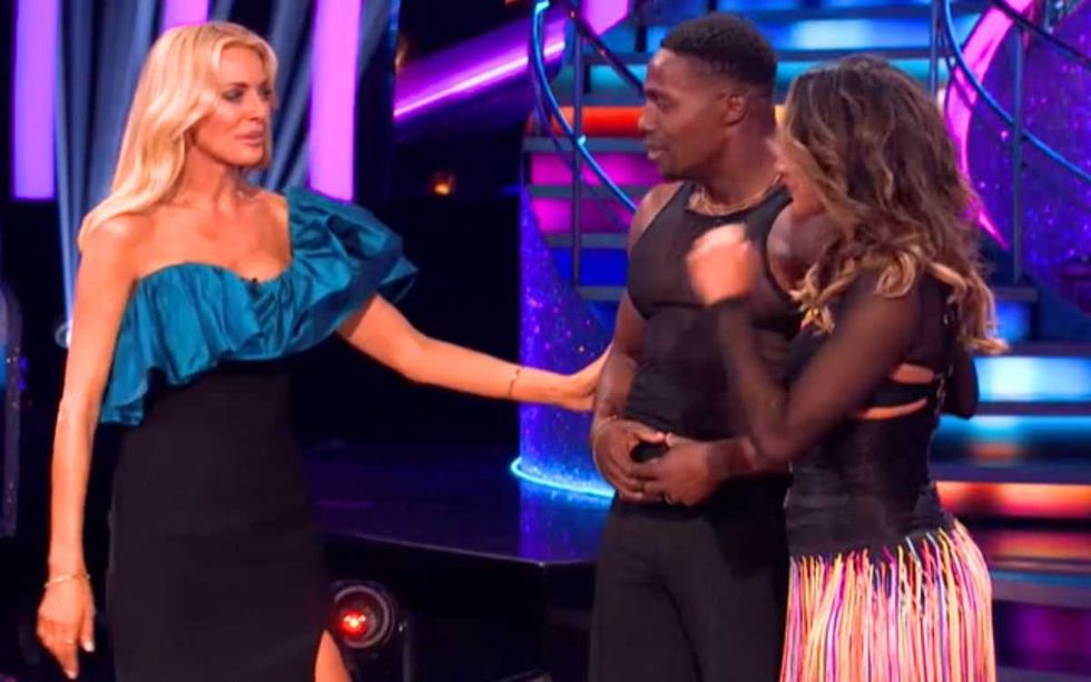 Tess Daly, Harry Aikines-Aryeetey and Karen Hauer