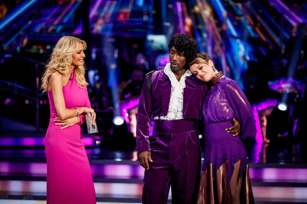 Tess Daly, Jimmy Floyd Hasselbaink and Lauren Oakley
