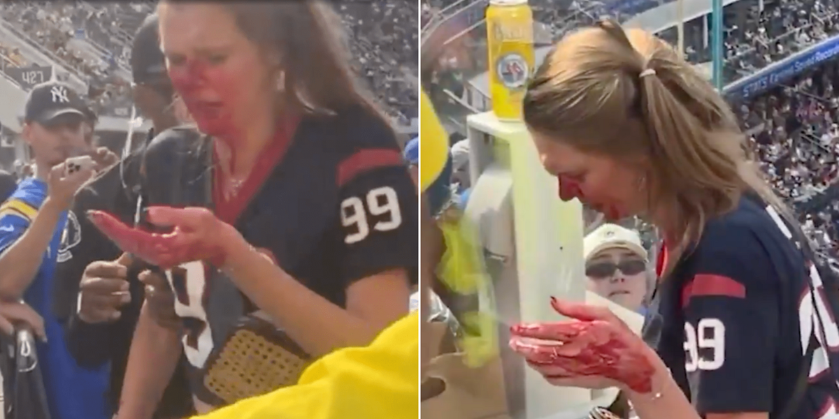NextImg:NFL fan left covered in blood after fight at Houston Texans and Los Angeles Rams clash