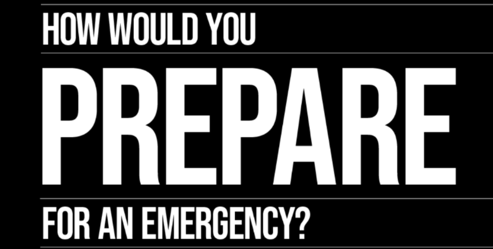 Text from the "Prepare" website reading "How would you prepare for an emergency"